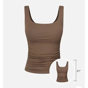 OGL Eco-SkinKiss® Ruched Sides Square Brami Tank Top-Hip Length